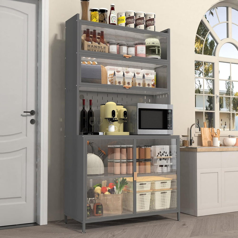 73" Pantry Cabinet Kitchen Hutch Cabinet with Doors & Adjustable She...