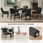 Dining Chairs Set of 2, Upholstered Corduroy Dining Room Chair with Wood Legs, Mid-Back Padded Kitchen Side Chairs for Dining Room, Black