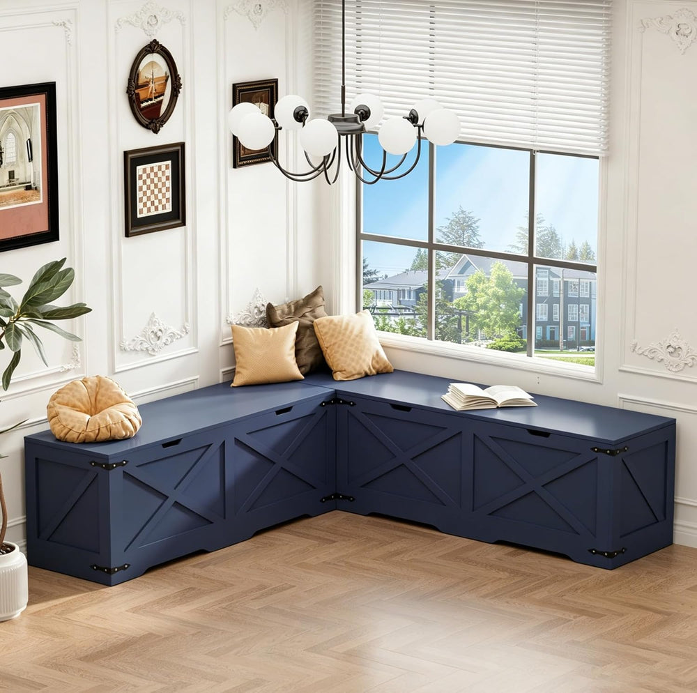 Godchoices L Shape Breakfast Nook Bench, Backless Corner Bench with Storage, ...