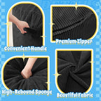 HABUTWAY 5FT Bean Bag Chair,Giant Bean Bag Chairs for Adults,Big Bean Bags with Memory Foam Filled, Large Beanbag Chairs with Soft Corduroy Cover-Black