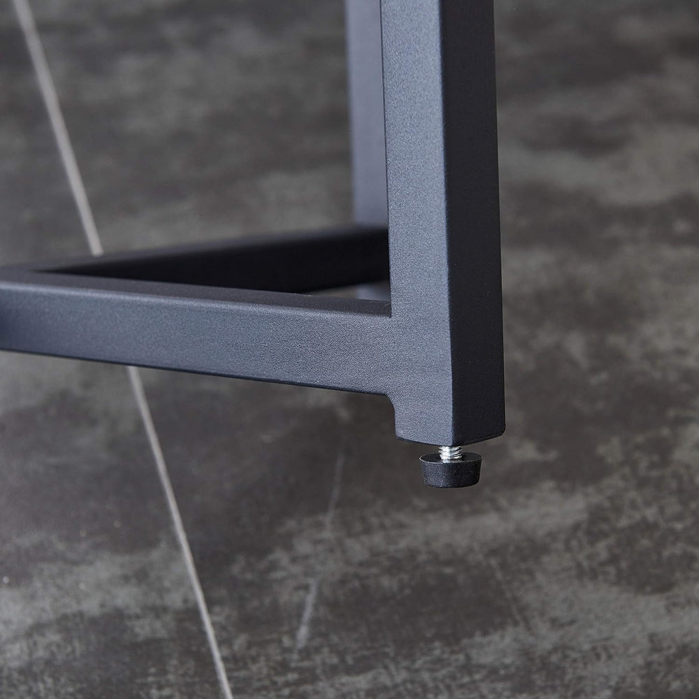 Modern Side Table with Faux Marble MDF Top, Black Metal X-Base, Compact End T...