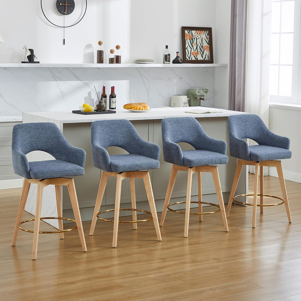 Zesthouse Swivel Counter Stools Set of 4, Wooden Counter Height Bar Stools | ...