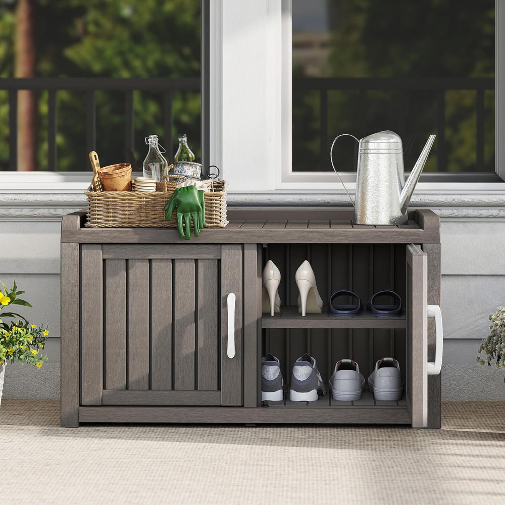 NUNU LAB Shoe Cabinet, Waterproof UV-Resistant Outdoor/Indoor Shoe Storage Ca...