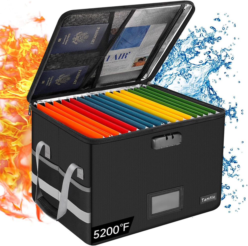 Tamfile Large File Box with lock, 5200°F Fireproof File Box for Documents | f...