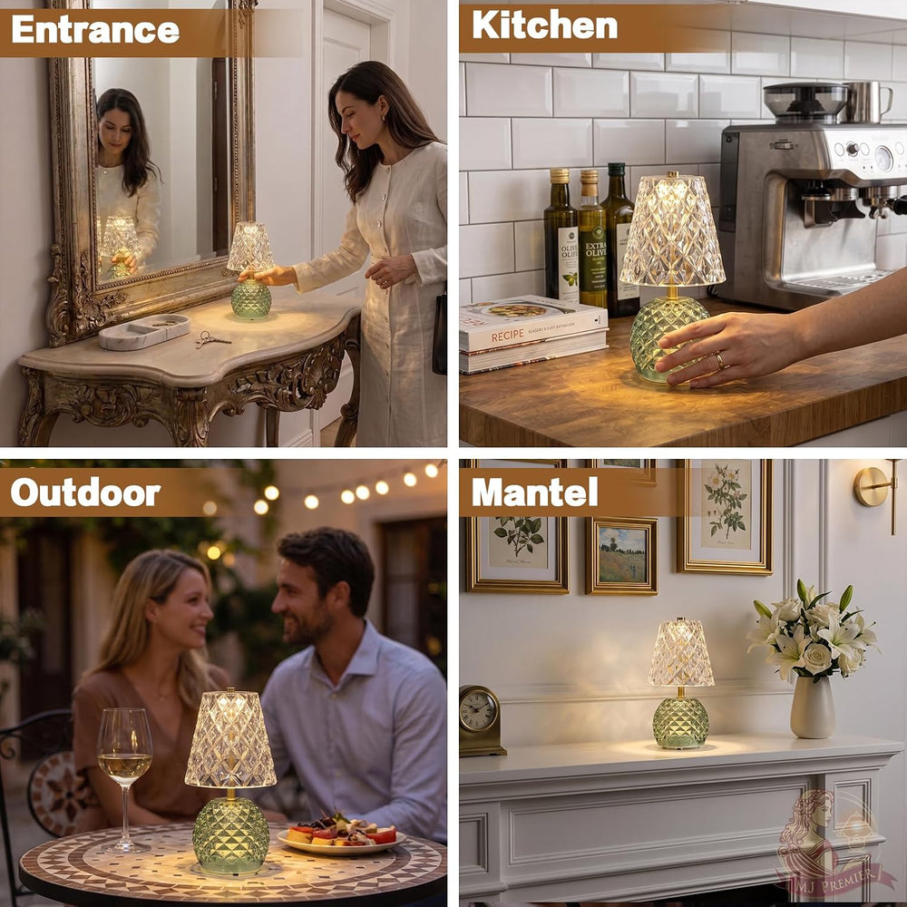 MJ PREMIER Rechargeable Table Lamp Cordless Mushroom Lamp with Timer Green