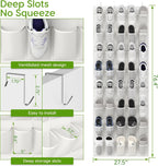Over the Door Shoe Organizer with 40 Large Breathable Mesh Pockets, Space Saving Shoe Holder, Hanging Shoe Rack for Entryway Bedroom Closet Storage (White, 40 Pockets)