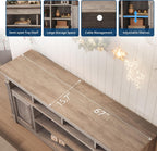 GAOMON TV Stand for TVs Up to 75 Inches, Grey | Entertainment Center, Farmhouse Media TV Console Table, Open Storage Shelves, Cabinets, for Living Room, Bedroom