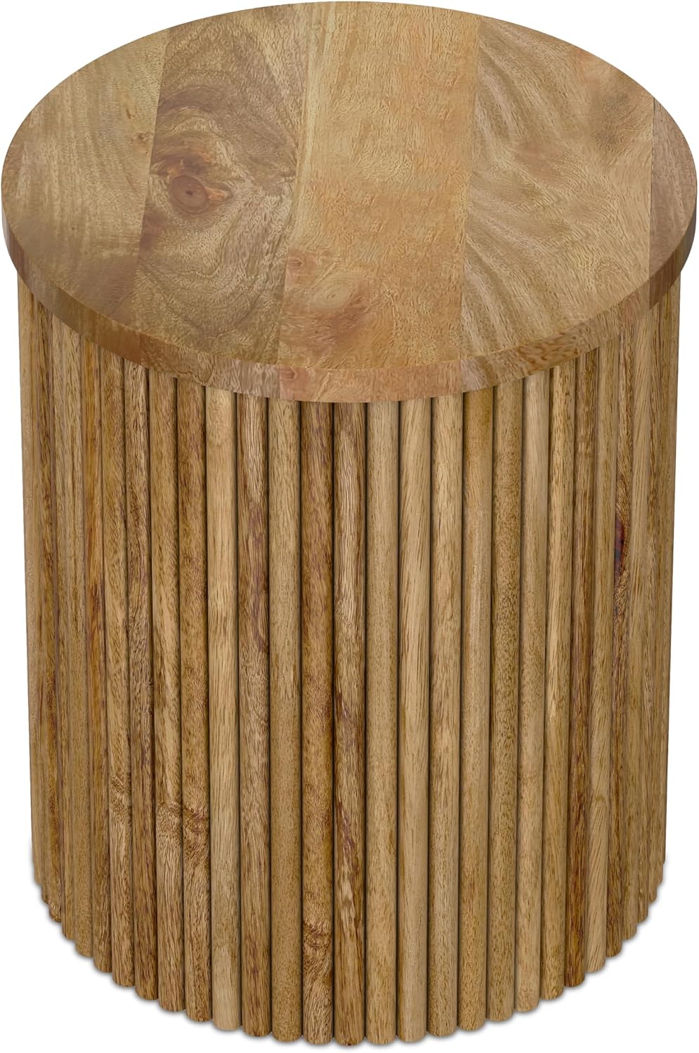 SIMPLIHOME Draper 22" Wide Solid Wood Rectangular End Table in Auburn Brown | Industrial accent table with a slatted base, assembled; natural mango wood nightstand, lamp stand, or side table.