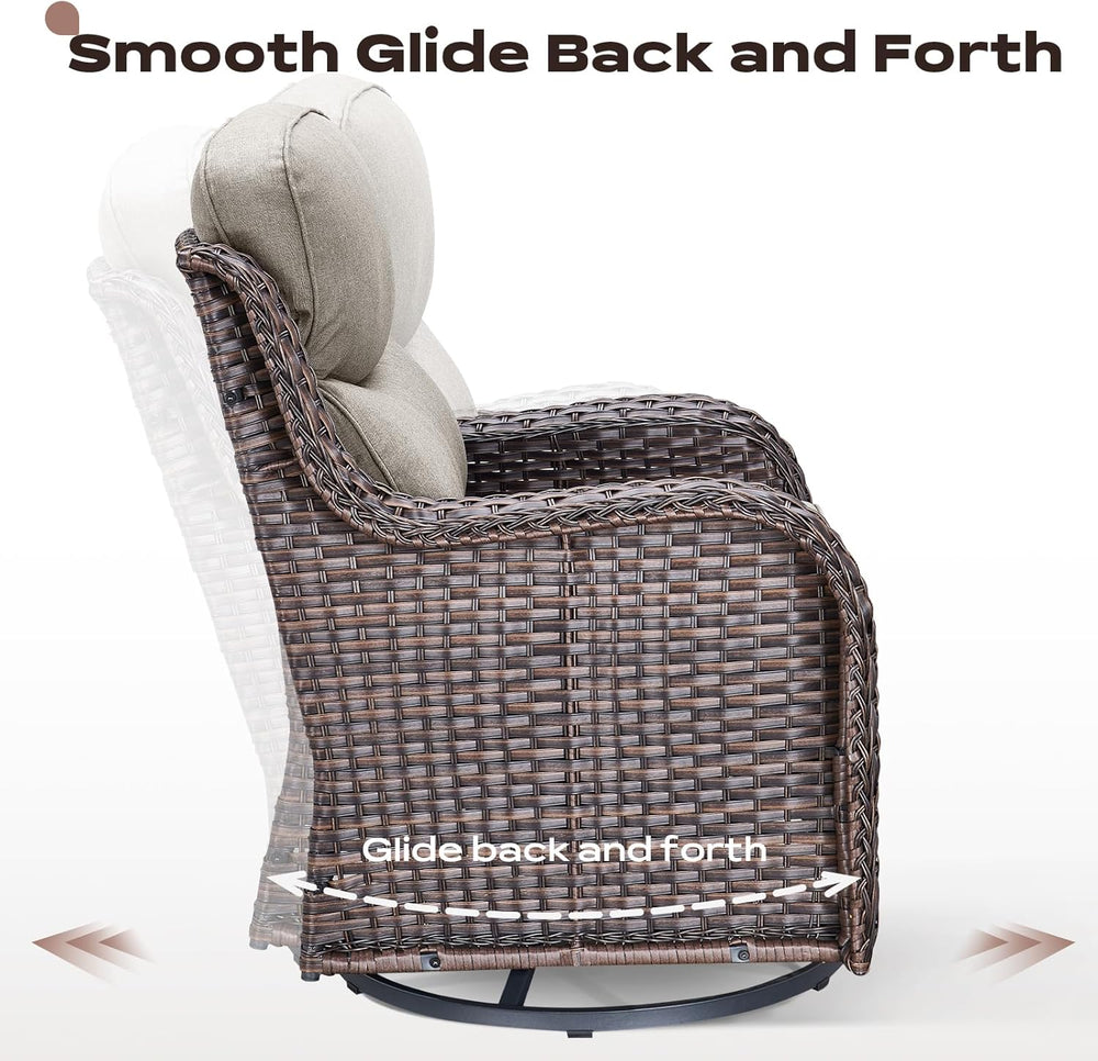 Rilyson Outdoor Swivel Rocker Chairs - All Weather Resistant Wicker Patio Fur...