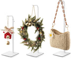 pickpiff 3 Pack Purse Holder Handbag Display Stand: White Hanger Rack for Bags, Purses, and Wreath, Adjustable Hook Stand for Tabletop, Closet, and Retail Use for Vendors