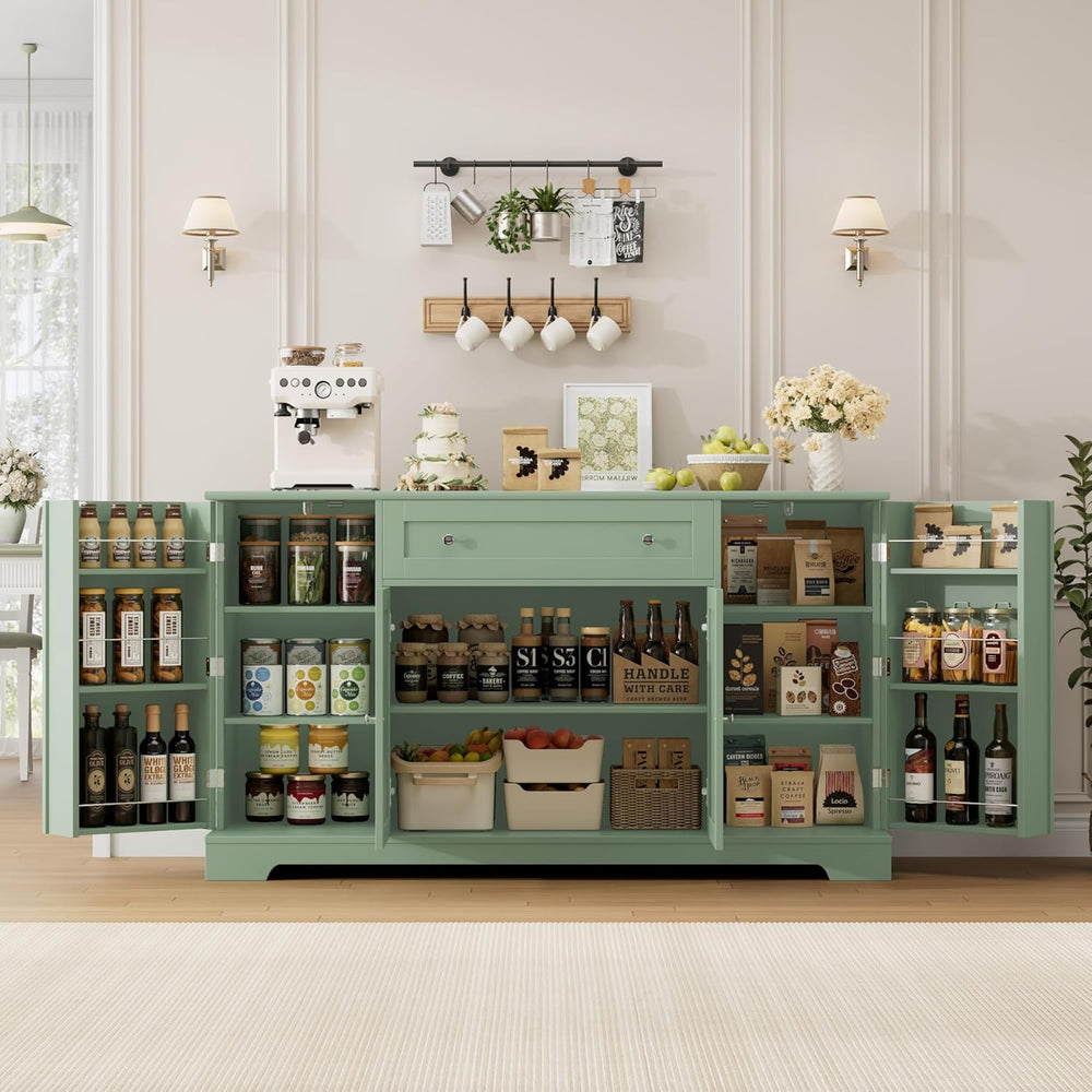 HITHOS 54" W Kitchen Buffet Cabinet with Storage, Coffee Bar Cabinet, Green