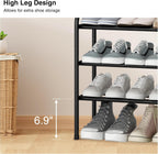 STO STO Expandable Shoe Rack, 3-Tier Metal Small Shoe Rack for Closet, Up to 16 Pairs Adjustable Shoe Racks Storage for Front Door Entrance, Free Standing Shoe Rack Organizer for Entryway, Black