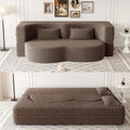 2 in 1 Convertible Folding Sofa Bed, Teddy Fleece Lazy Lounge Sofabed, Foam Folding Floor Sofa Bed, 78" Full Size Memory Foam Couch for Living Room Guestroom, No Assembly Required Sofabed (Brown)