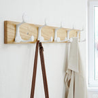 SKOLOO 24-Inch Natural Wood Coat Rack Wall Mount with 5 Triple Hooks - Ideal for Family Entrances, Classrooms, and Pet Supplies Storage - Perfect Coat Hooks for Wall