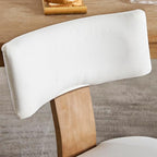 Modern Dining Chairs Set of 2, Upholstered Kitchen Chair with Curved Back, Farmhouse Linen Fabirc Dining Room Chairs Comfy Wood Chairs for Living Room/Home Office/Reception, Cream