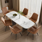 Mid Century Modern Dining Chairs Set of 6, Soft Cushion Upholstered Fabric Kitchen Chairs, Brown