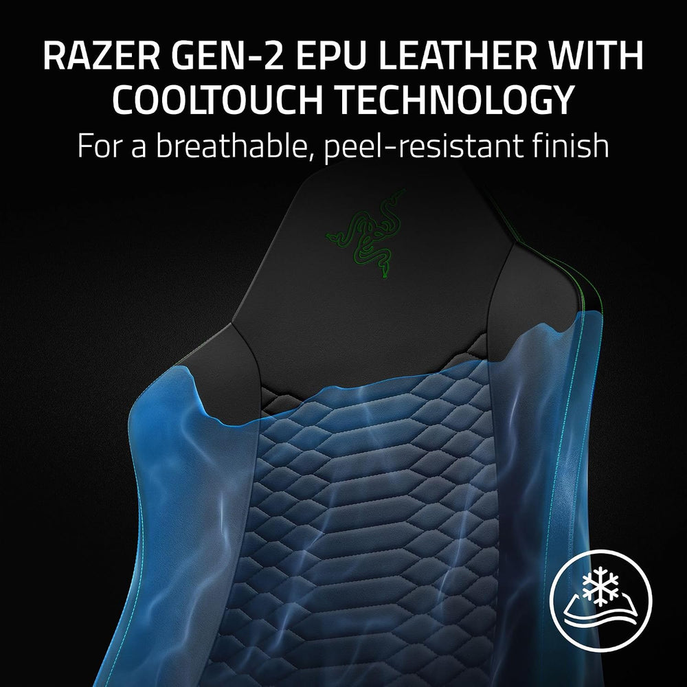 Razer Iskur V2 X NewGen Ergonomic Gaming Chair, Black/Green | Gen-2 EPU Leath...
