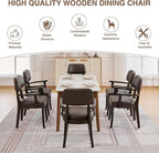 PU Leather Dining Chairs with Arms, Upholstered Dining Room Chairs with Hardwood Legs & Open Curved Backrest,Modern Accent Kitchen Chairs 350 LBS Capacity, Brown