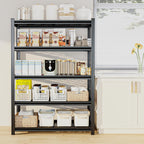 55.12" W Father&I 5-Shelf Industrial Adjustable Heavy-Dudy Tall Metal Garage Storage Shelves Shelving Units/Steel Wire Rack System (Commercial) for Basement/Shop, 84" H*55.12" W*24" D*, Black
