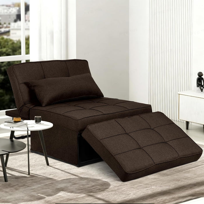 Ottoman Chair Sofa Bed, 4 in 1 Sleeper Ottoman Chair, Brown