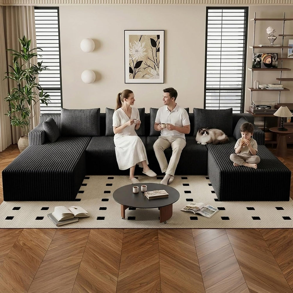 142"U Shape Sectional Couch,Oversized Couches for Living Room | Modern C...