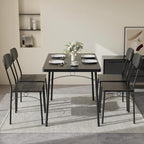 VECELO Dining Table Set for 4, 5-Piece Kitchen Table with 4 Chairs, MDF Board Tabletop with Metal Frame for Small Space, Compact Dinette, Breakfast Nook, Black