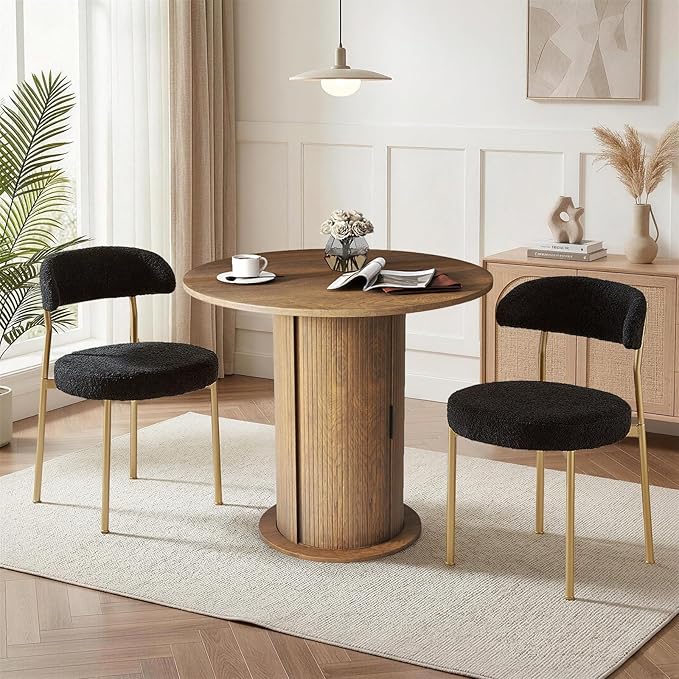 SoarFlash Kitchen Table and Chairs for 2, 31.5" Dining Table Set for 2 with Upholstered Chairs, 3 Piece Kitchen Table Set with Storage Shelf for Small Space, Apartment