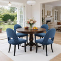 Upholstered Dining Chairs Set of 4, Mid Century Modern Dining Kitchen Chairs with Solid Wood Legs & Fabric Backret for Kitchen and Dining Rome, Blue