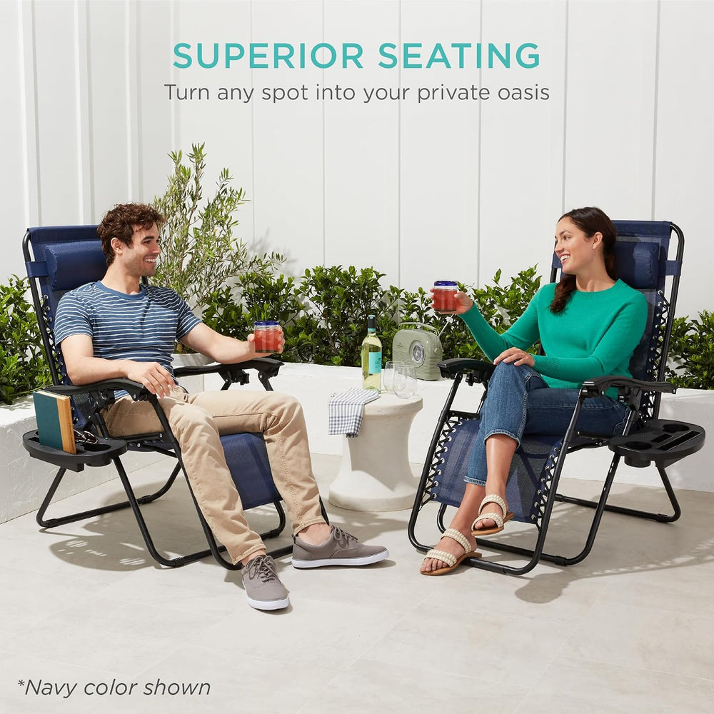 Best Choice Products Set of 2 Adjustable Steel Mesh Zero Gravity Lounge Chair...