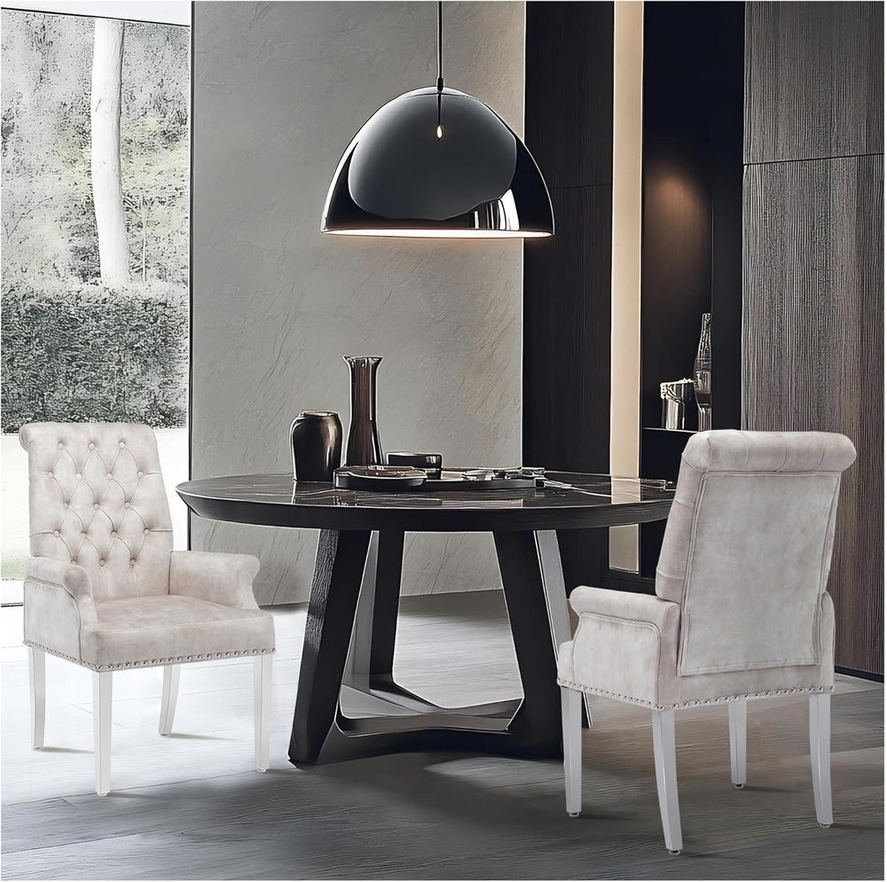 AODCHR Upholstered Velvet Accent Dining Chair, Elegant Tufted Dining Room Kit...