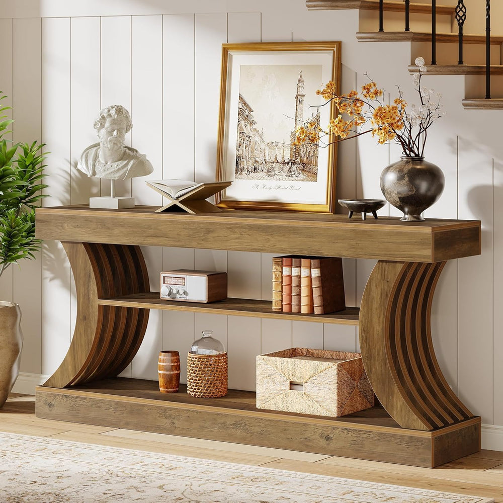 Tribesigns 70.9-Inch Long Farmhouse Entryway Console Table with Storage | 3-T...