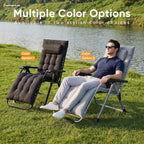NEWBULIG Zero Gravity Chair, Folding Patio Recliner with Removable Cushion & Cup Holder Trays, Portable Lounge Chair for Beach & Camping, Classic Black