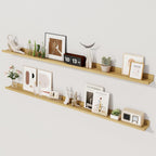 Axeman Oak Floating Shelves - 55 Inch Picture Ledge Shelf Set of 2 - Oak Wall Shelves with Lip - Picture Shelf for Wall with Ledge - Photo Ledge Shelves for Pictures Nursery Books