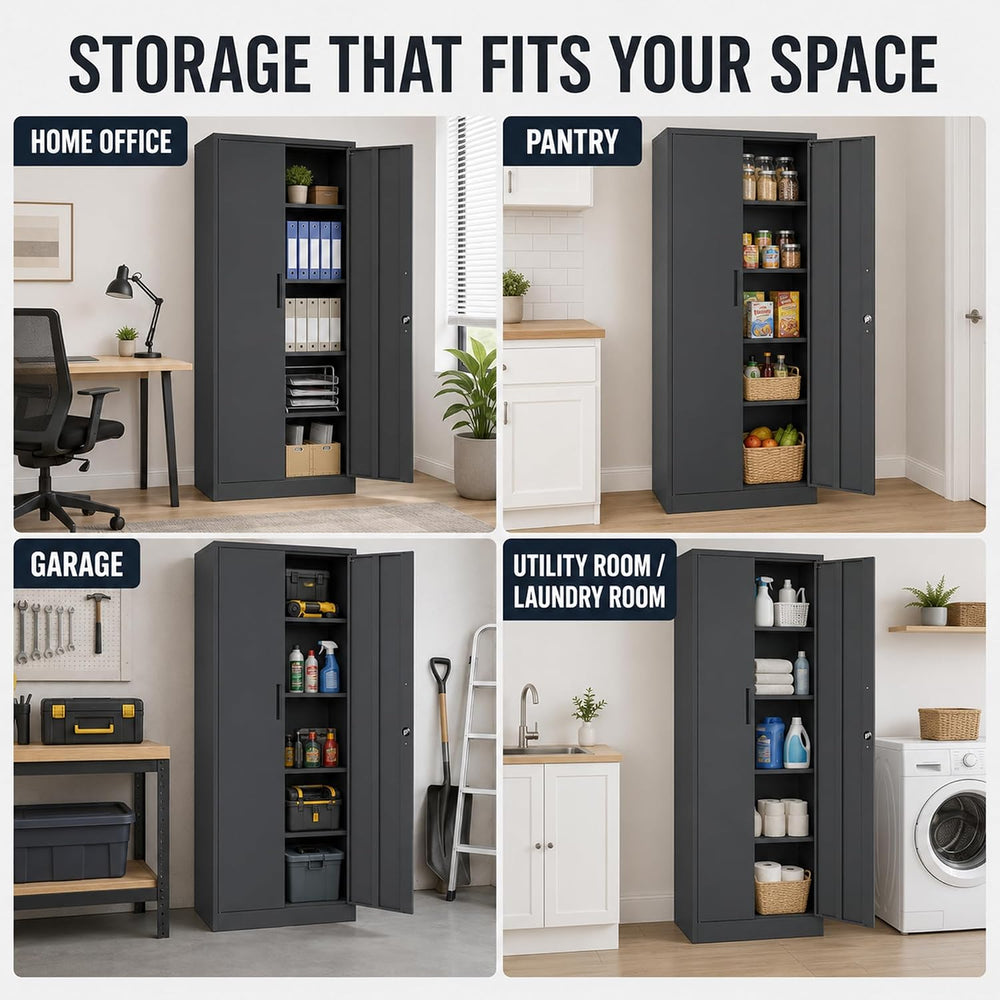 SAWJEC 72 Inch Locking Metal Garage Storage Cabinet, 4 Adjustable Shelves | 3...