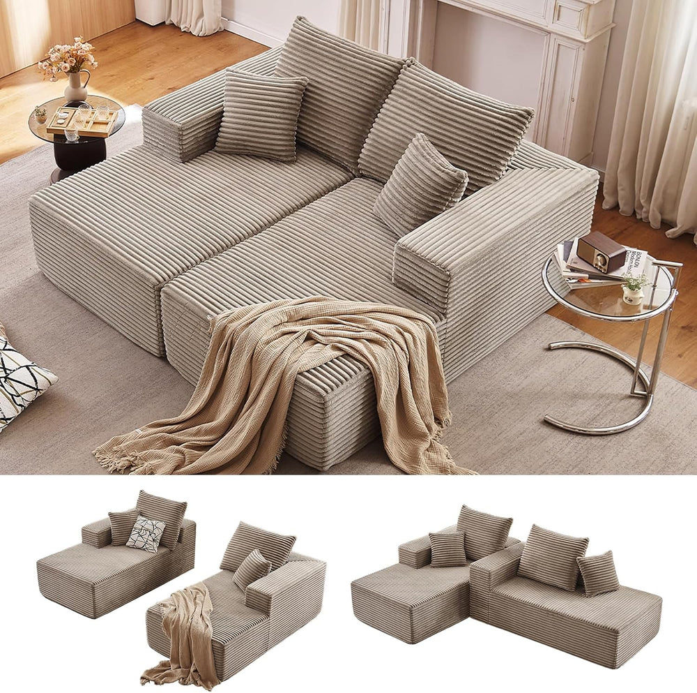 75"Oversized Chaise Lounge Chair,Sectional Double Lounge Chaise with Pil...