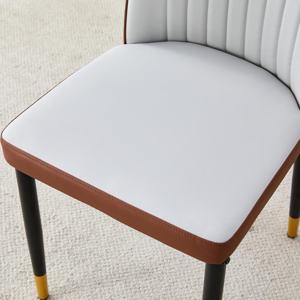 Dining Room Chairs Set of 6, Leather Two-Tone Leather Upholstery Kitchen Chai...