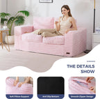 MAXYOYO Bean Bag Chair, Boneless Couch with Armrests, Pillows & Foam | Plush Foam Filled Lounge Chair, Supportive Comfort for Relaxing, Reading or Gaming in Living Rooms and Bedrooms, Beige