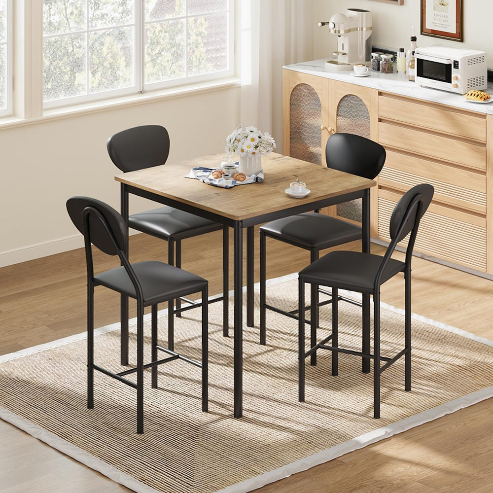 EROMMY Dining Table Set for 4, Modern Kitchen Table and Chairs with PU Leathe...