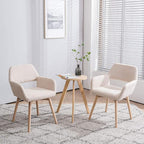 Mid Century Modern Dining Chairs Set of 2 & 4 & 6 Comfy Accent Chair Upholstered Kitchen Dining Living Room Chairs for Bedrooms Waiting Room Home Arm Desk Chair No Wheels (Beige, 2)
