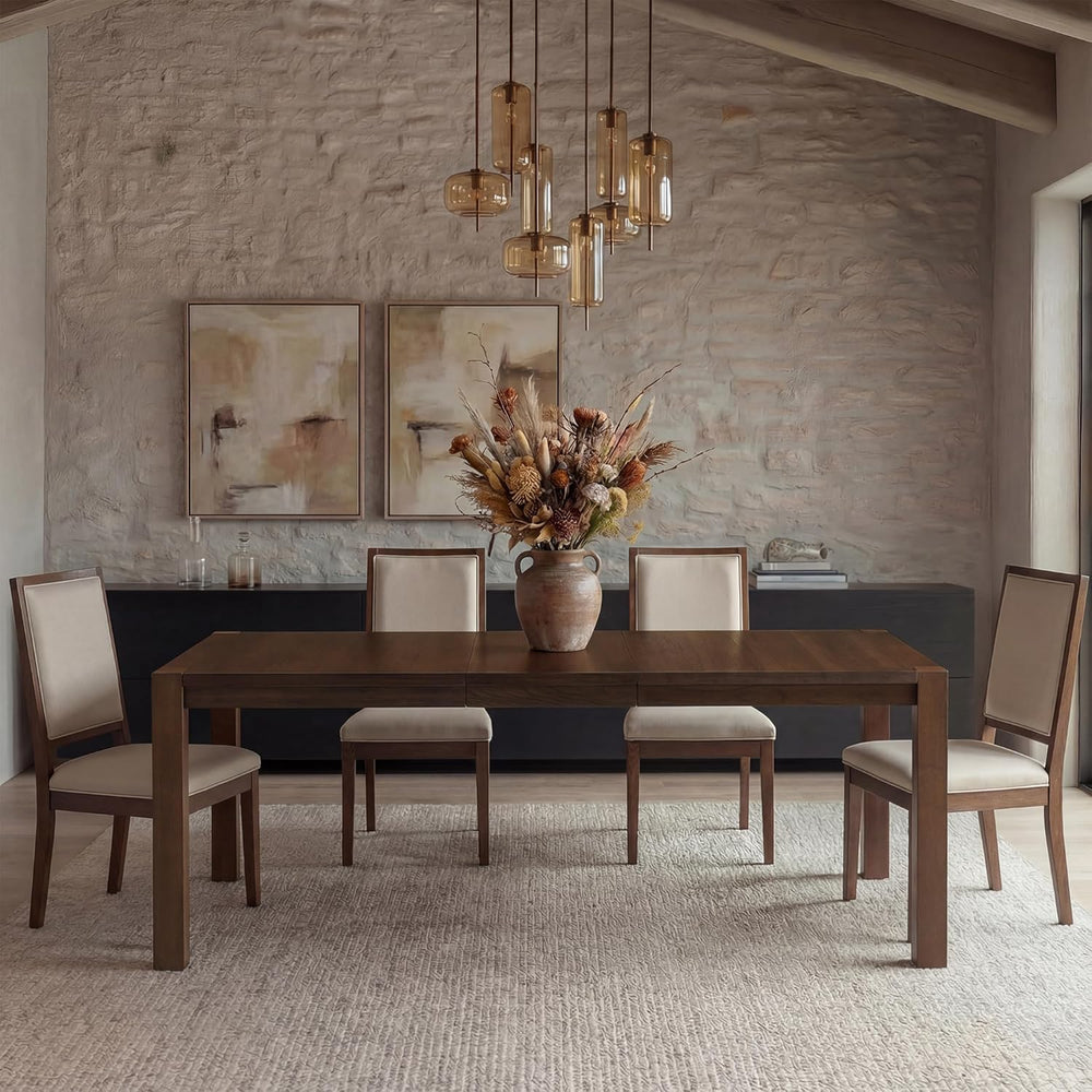 60"-80" Extendable Dining Table, Modern Rectangular Wood Kitchen Ta...