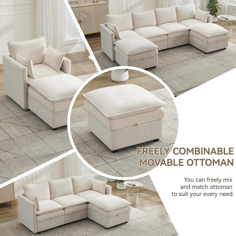 27" Large Square Ottoman with Storage, Modern Upholstered Footrest with ...