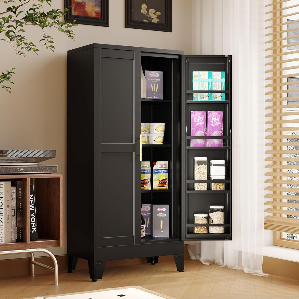 pozdeg 47.24" Kitchen Pantry Cabinet, Metal Food Pantry Storage Cupboard...