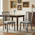HOMCOM Farmhouse Dining Chairs Set of 2, Upholstered Linen Fabric Kitchen Chairs with Solid Rubberwood Legs for Kitchen, Dining Room, Rustic Gray