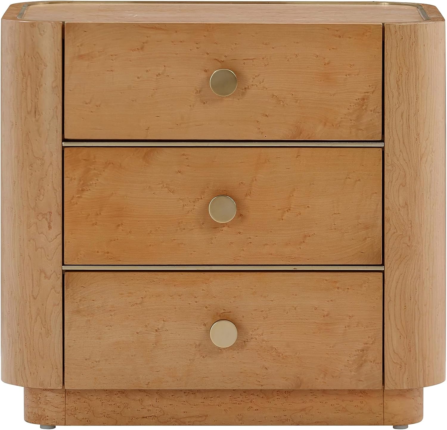 Tov Furniture Abigail Natural Birdseye Maple 3-Drawer Nightstand