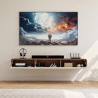 POVISON Fully-Assembled Minimalist Floating TV Stand, Modern Wall-Mounted Entertainment Center with 3 Flip-Down Cabinet Doors, Solid Wood Media Console, Walnut & White, 70.87"