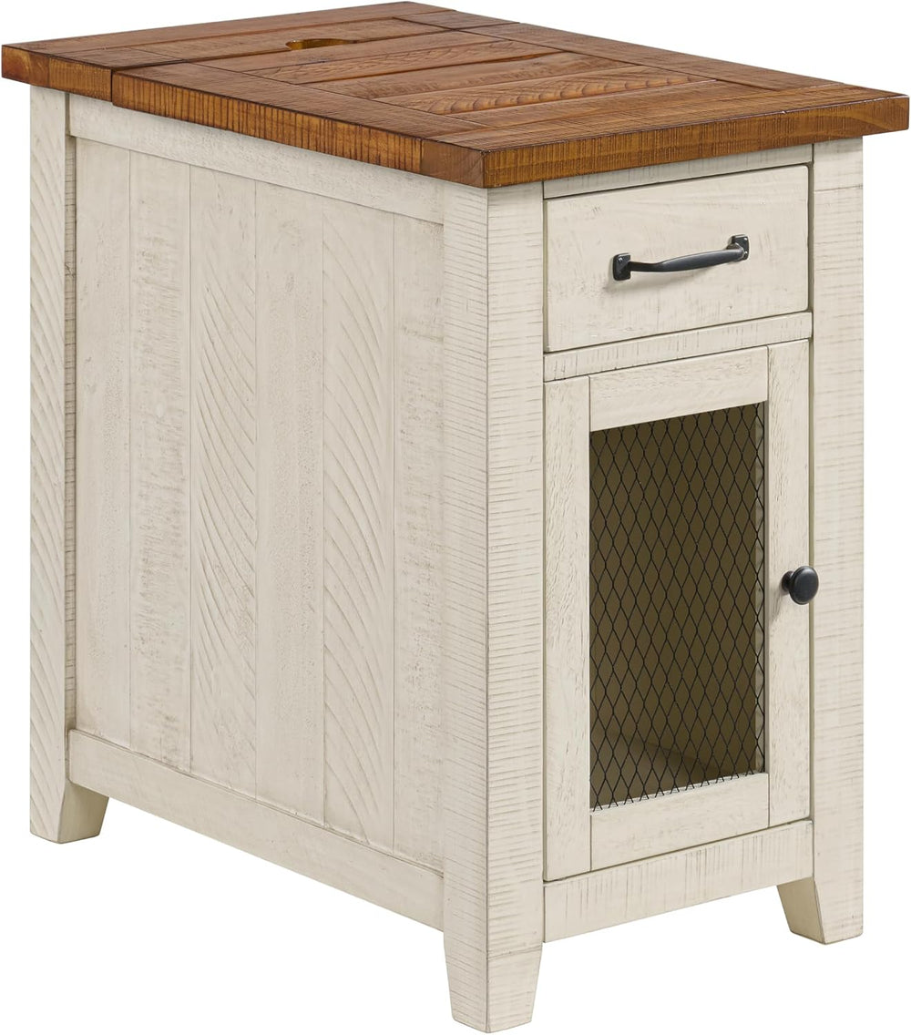 Martin Svensson Home Rustic Solid Wood Chairside End Table, White and Honey |...