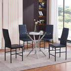 PU Dining Chairs Set of 4, Modern Kitchen & Dining Room Chairs Faux Leather Upholstered Dinner Chairs with Metal Legs for Small Space (Black, Crossbar)