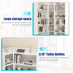 6 Tiers Corner Bookshelf, 63.1" Tall Modern Corner Etagere Bookcase Storage Display Rack Book Shelf with Baffle, Industrial L Shaped Bookshelves for Bedroom, Home Office, Living Room, White