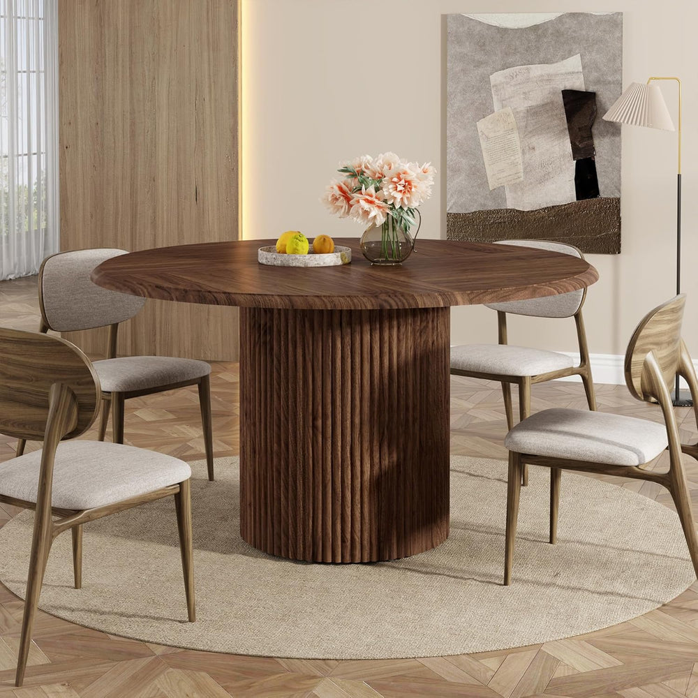 Tribesigns 47" Round Dining Table for 4, Farmhouse Kitchen Table with Me...