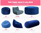 Hobestluk 6FT Bean Bag Chair Large Beanbag Lounger with Removable Cover Adult Bean Bag Chair with Portable Handle Desgin for Living Room Bedroom (Blue, 6FT)
